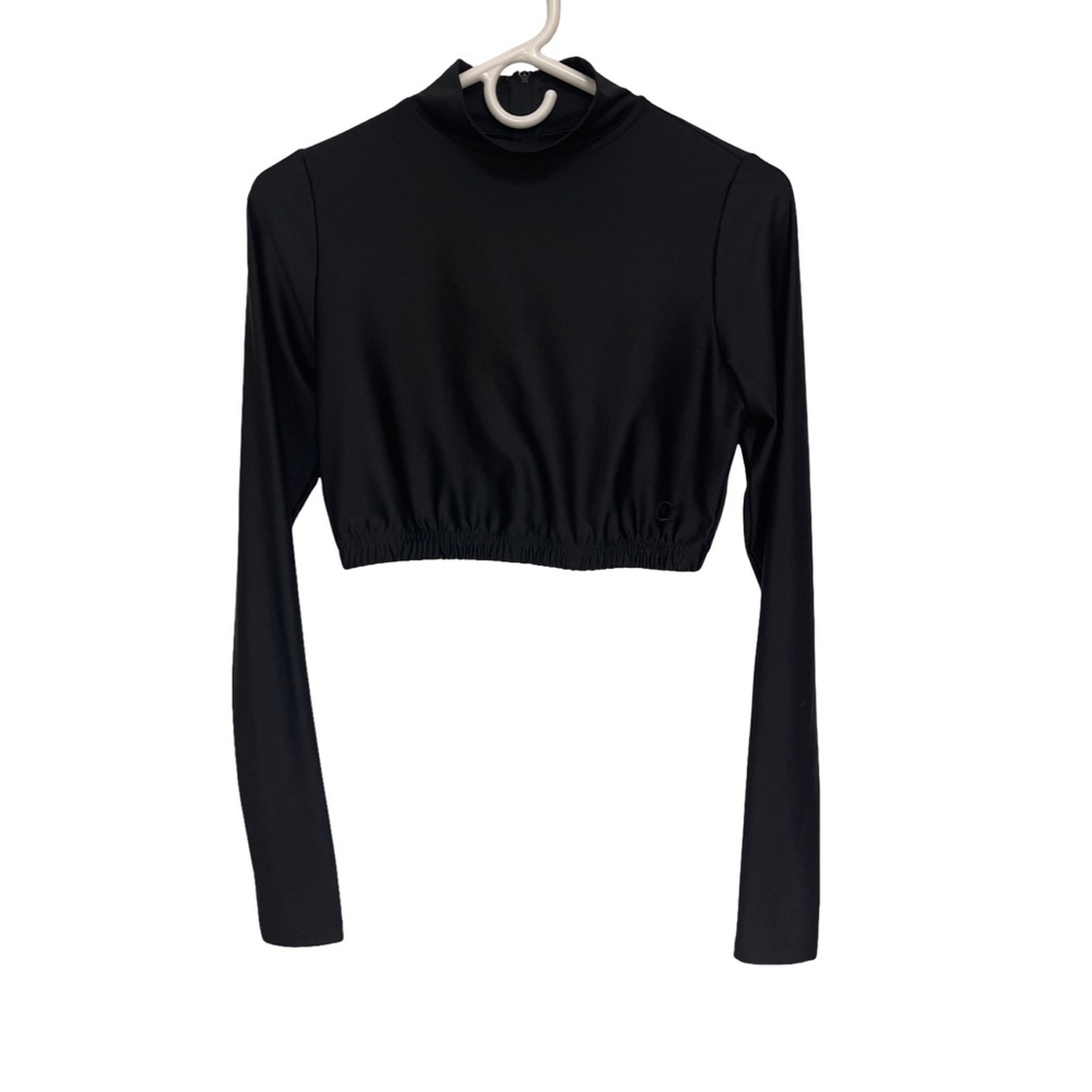 Champion Authentic Athletic Wear Long Sleeve Crop Top Women’s Large Black